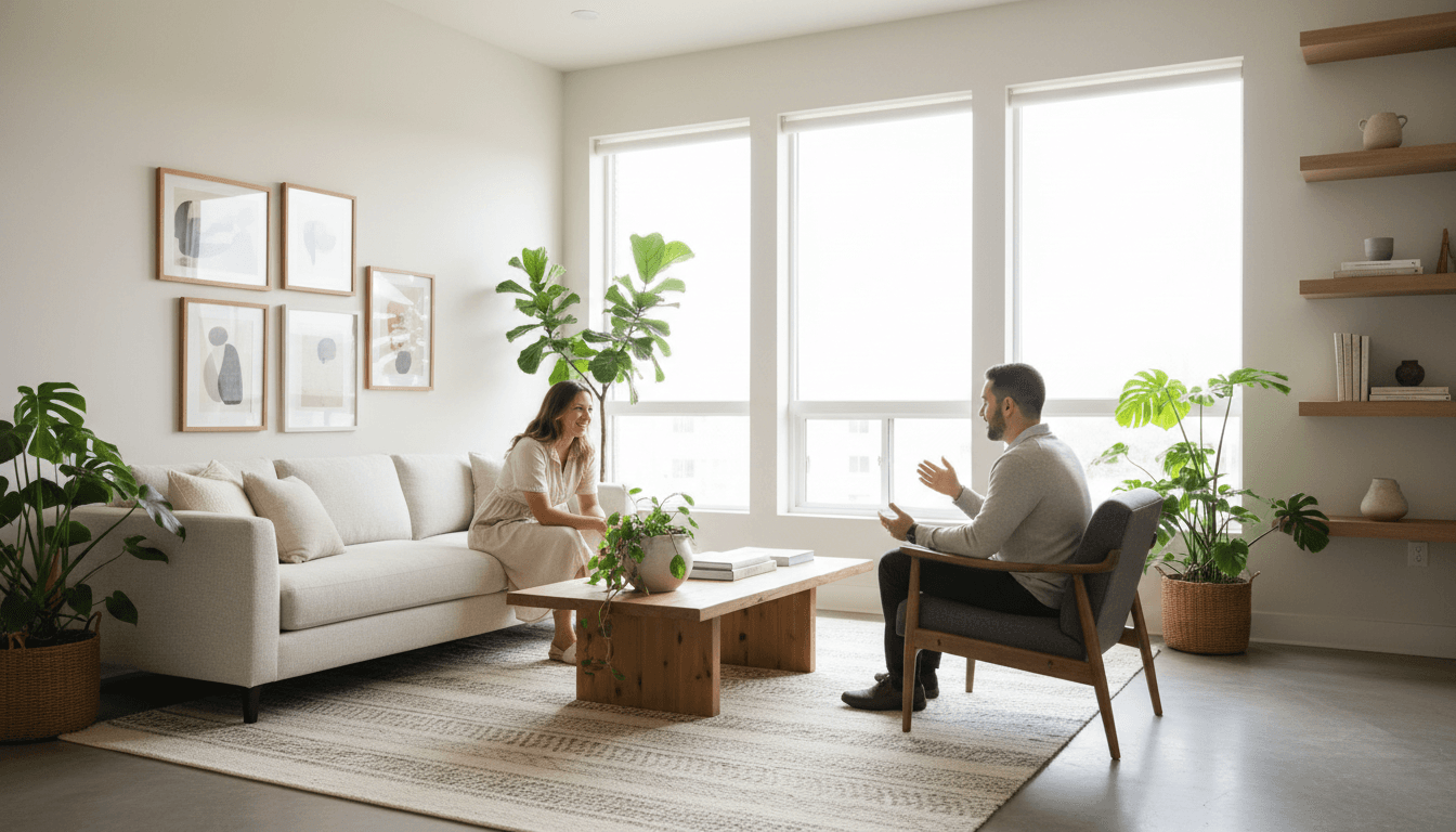 Intimate conversation space in luxury interior